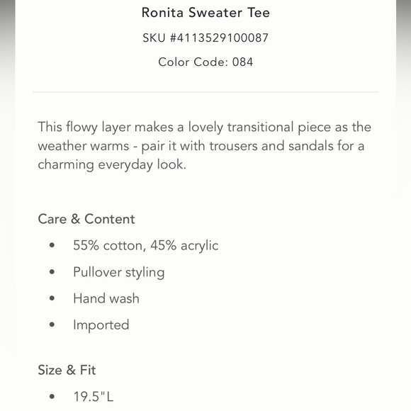 Ronita Sweater Tee - Picture 6 of 6